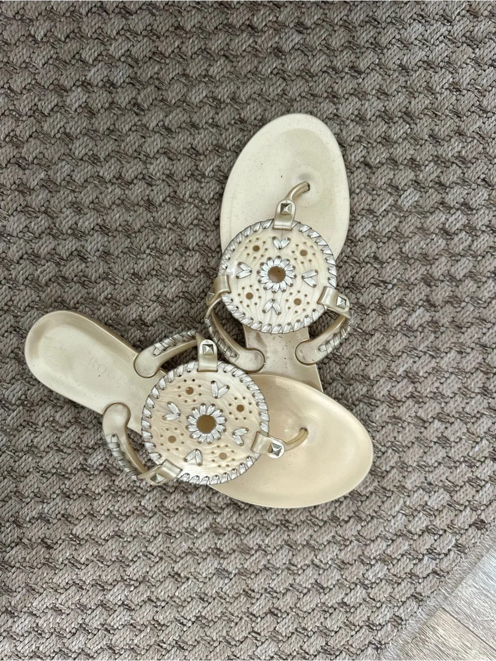 Jack Rogers Cream Medallion Thong Sandals